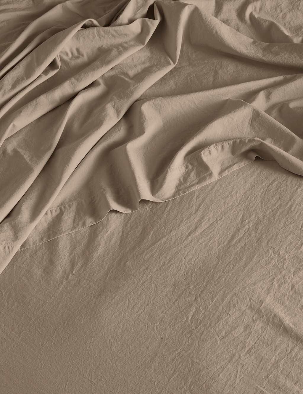 Bedfolk Washed Cotton 300 Thread Count Flat Sheet - Single (3 ft) - Light Brown - Available at M&S