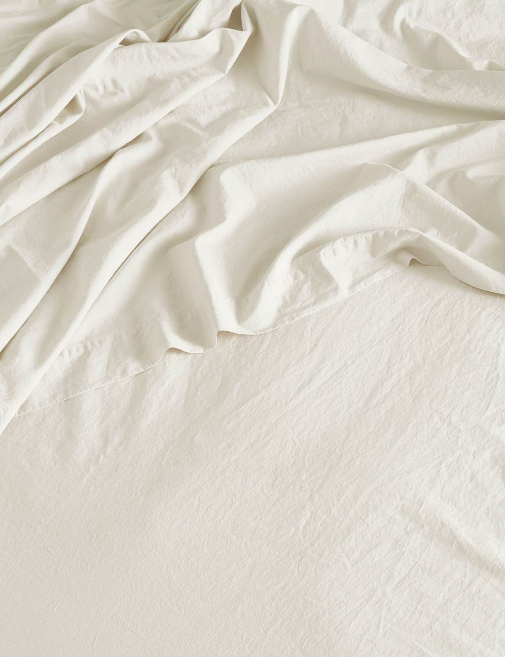 Bedfolk Washed Cotton 300 Thread Count Flat Sheet - Single (3 ft) - Soft White - Available at M&S