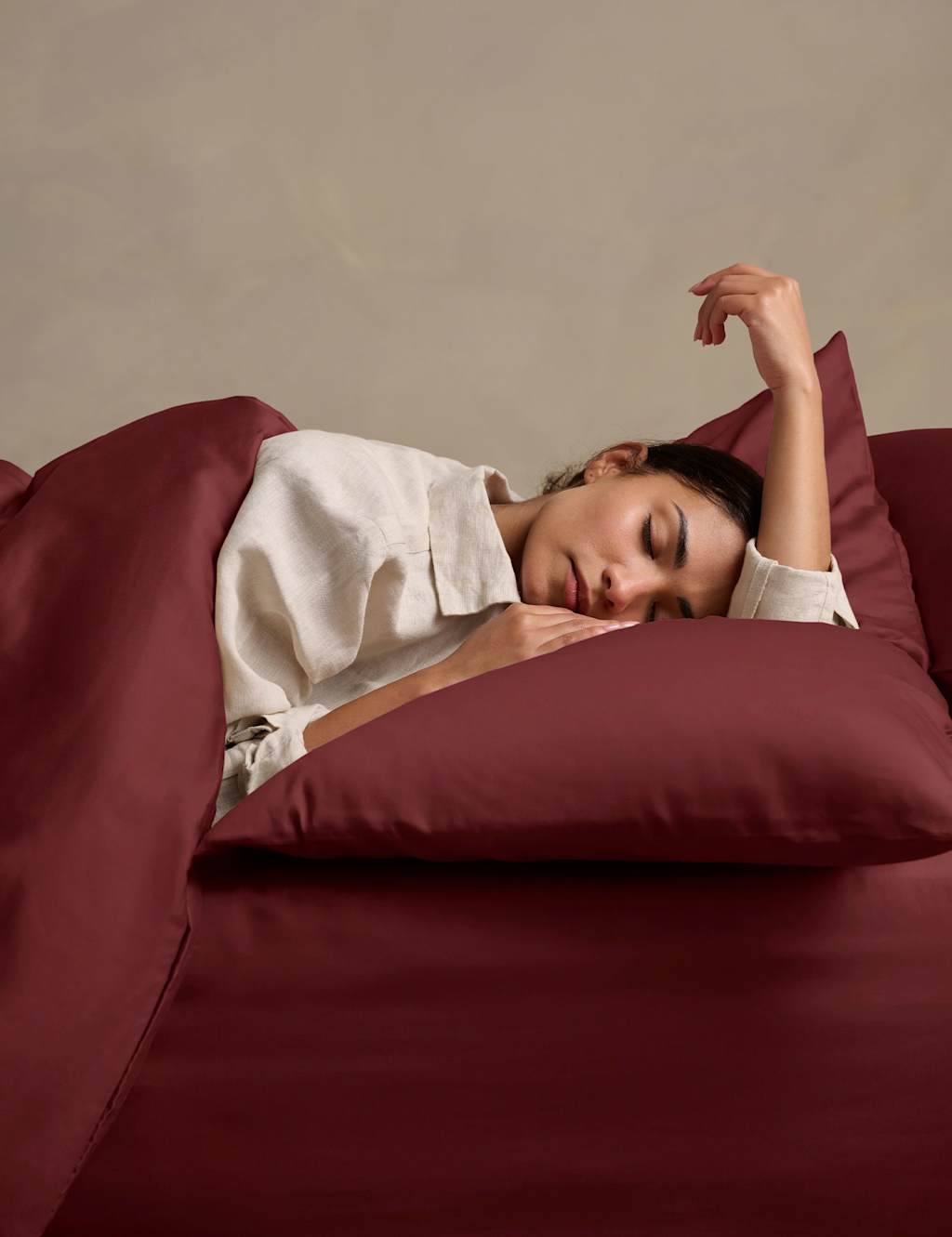 Bedfolk Pure Cotton Sateen Duvet Cover Burgundy