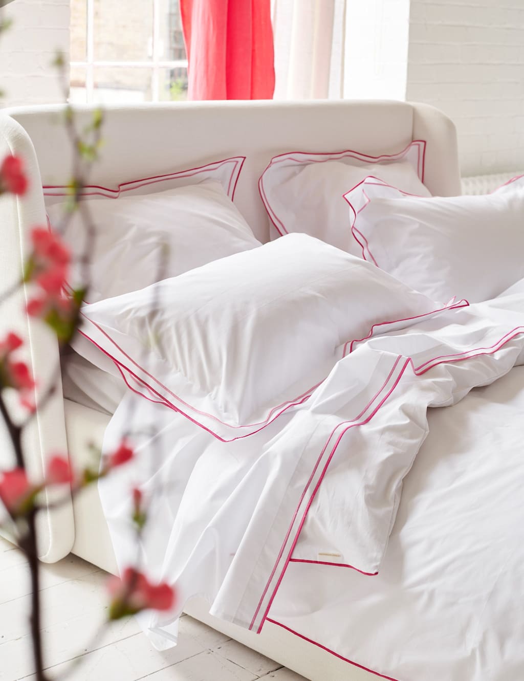 Designers Guild Pure Cotton 400 Thread Count Flat Sheet - Double (4 ft 6) - Pink Mix - Available at M&S