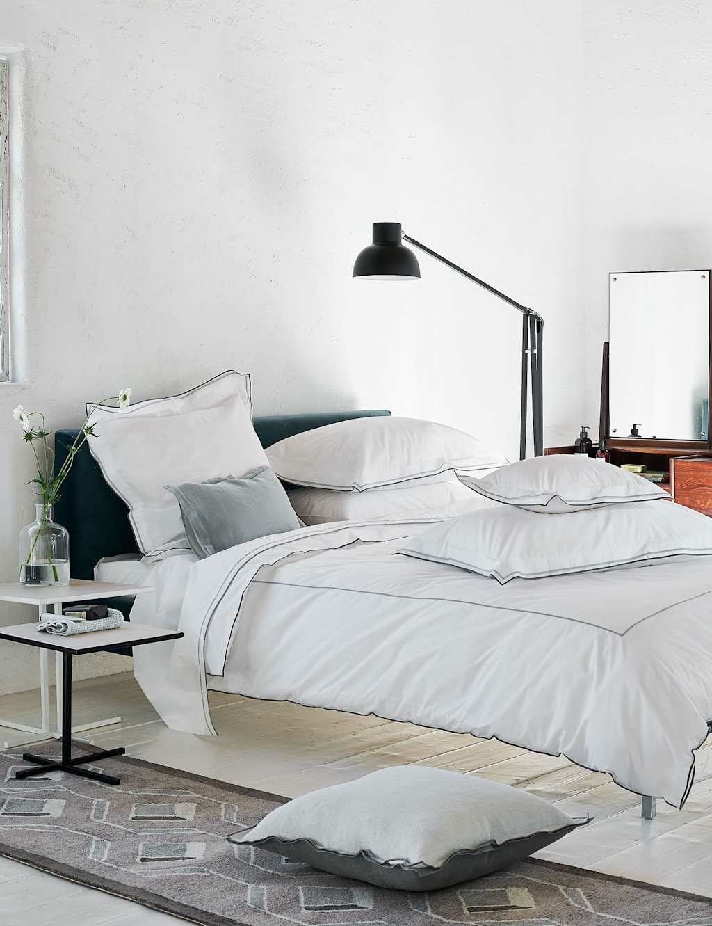 Designers Guild Pure Cotton 400 Thread Count Flat Sheet - Super King Size (6 ft) - Grey Mix - Available at M&S