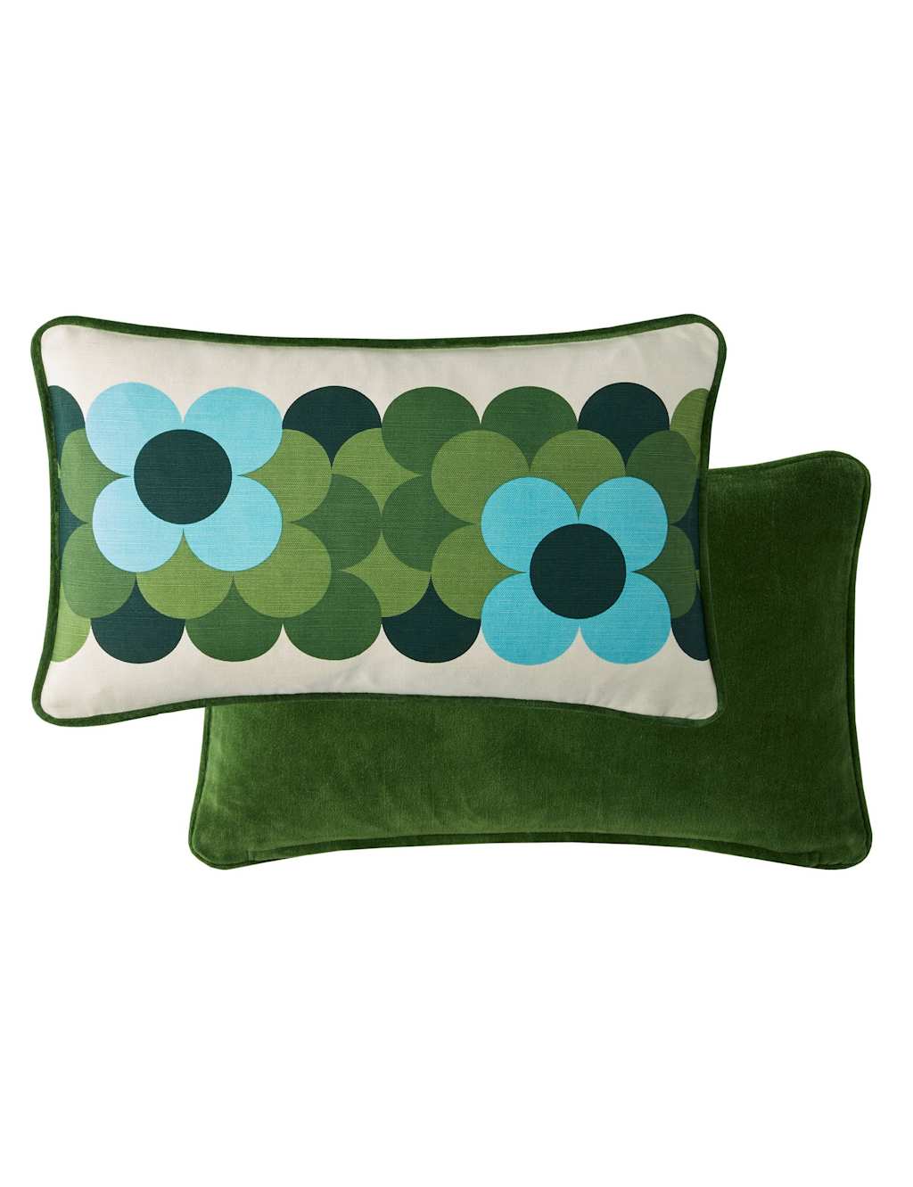 Orla Kiely Pure Cotton Retro Flower Stripe Cushion Green Mix