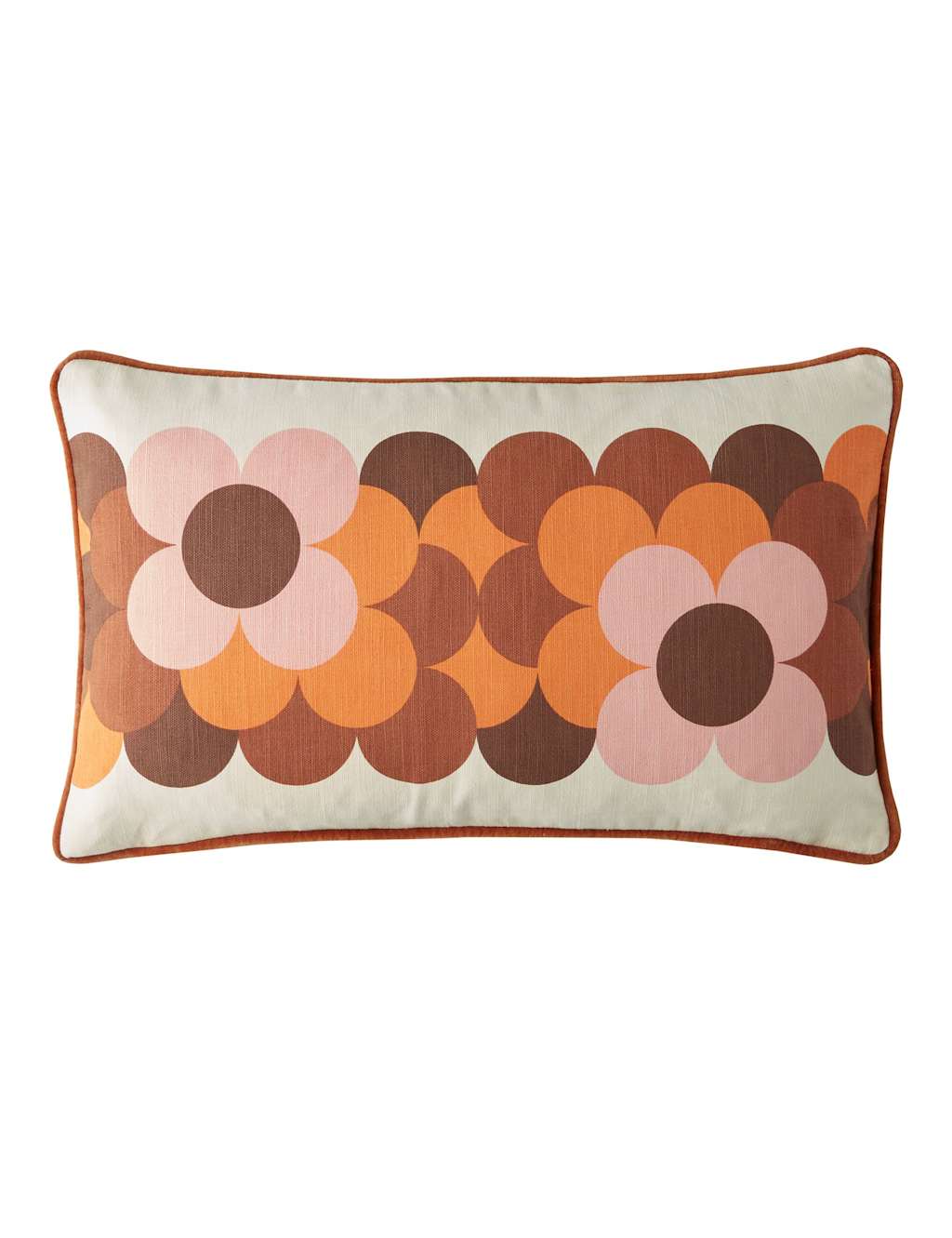 Orla Kiely Pure Cotton Retro Flower Stripe Cushion Orange Mix