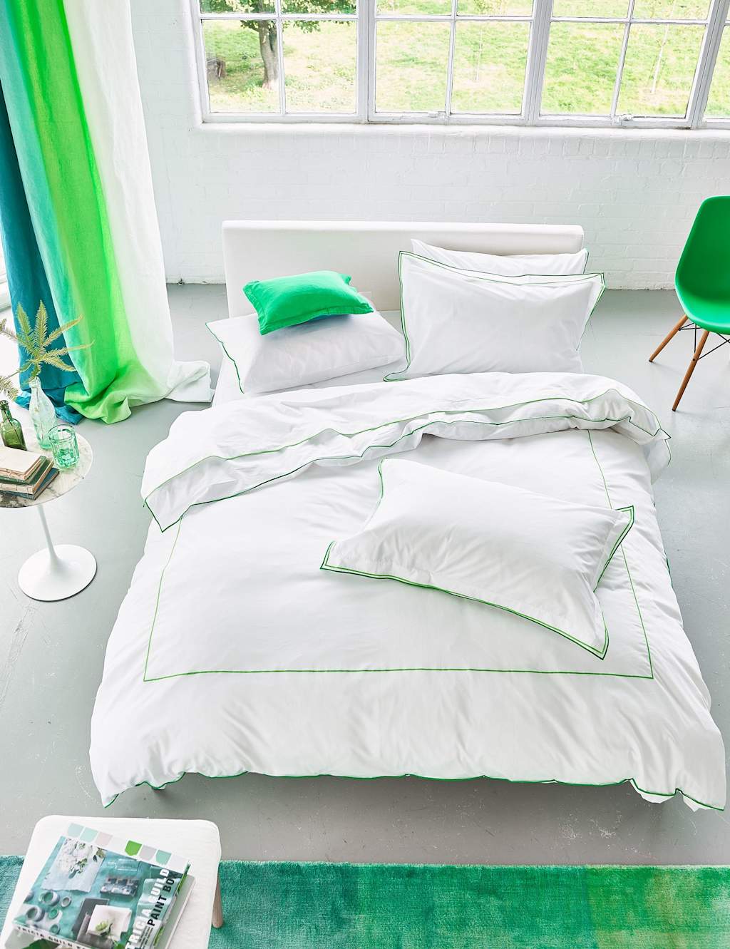 Designers Guild 2 Pack Pure Cotton Astor Pillowcases - Green Mix - Available at M&S