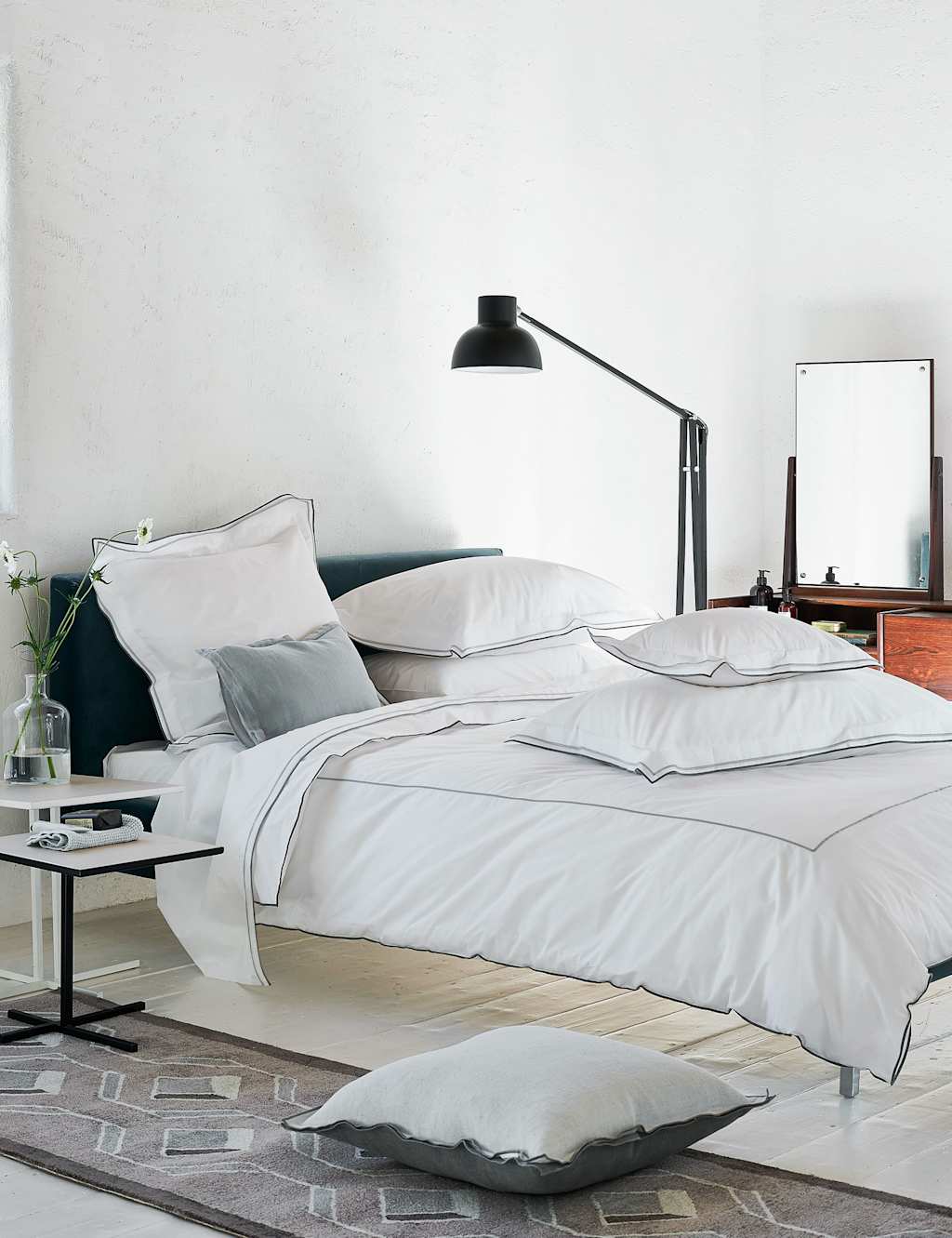 Designers Guild 2 Pack Pure Cotton Astor Pillowcases - Grey Mix - Available at M&S