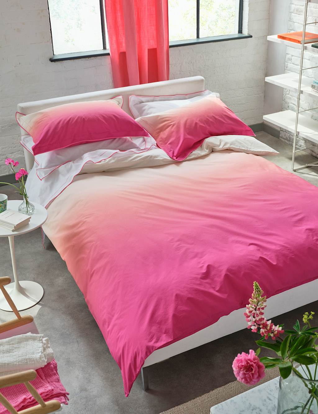 Designers Guild Pure Cotton Percale Ombre Pillowcase Set - Pink Mix - Available at M&S