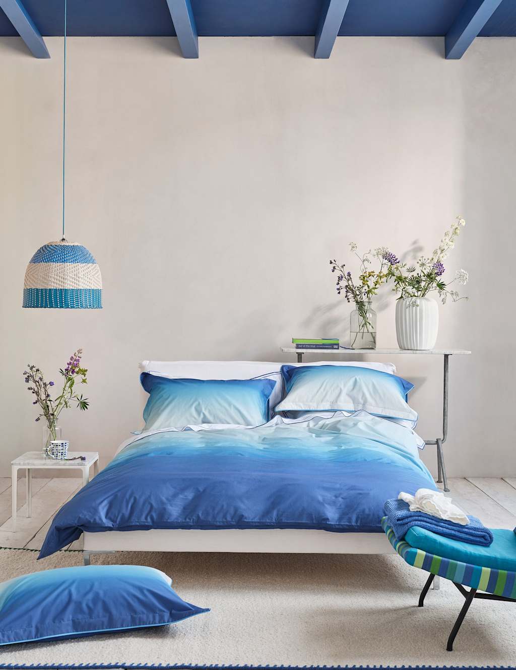 Designers Guild Pure Cotton Percale Ombre Pillowcase Set - Blue Mix - Available at M&S