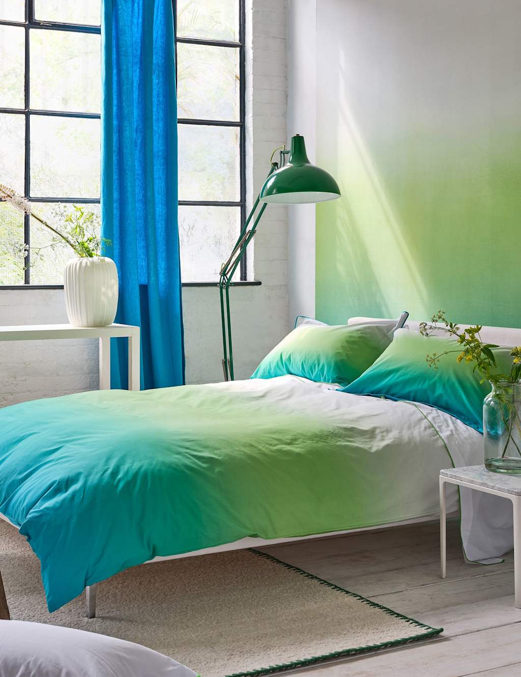 Designers Guild Pure Cotton Percale Ombre Pillowcase Set - Green Mix - Available at M&S