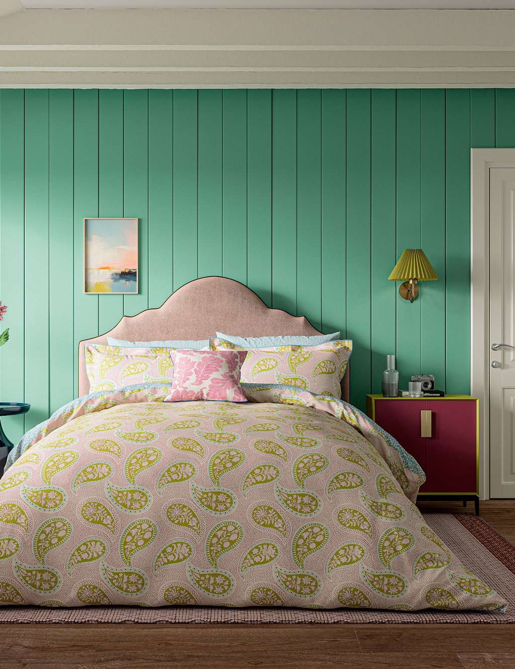 Land & Shore Pure Cotton Melody Bedding Set - Single (3 ft) - Pink Mix - Available at M&S