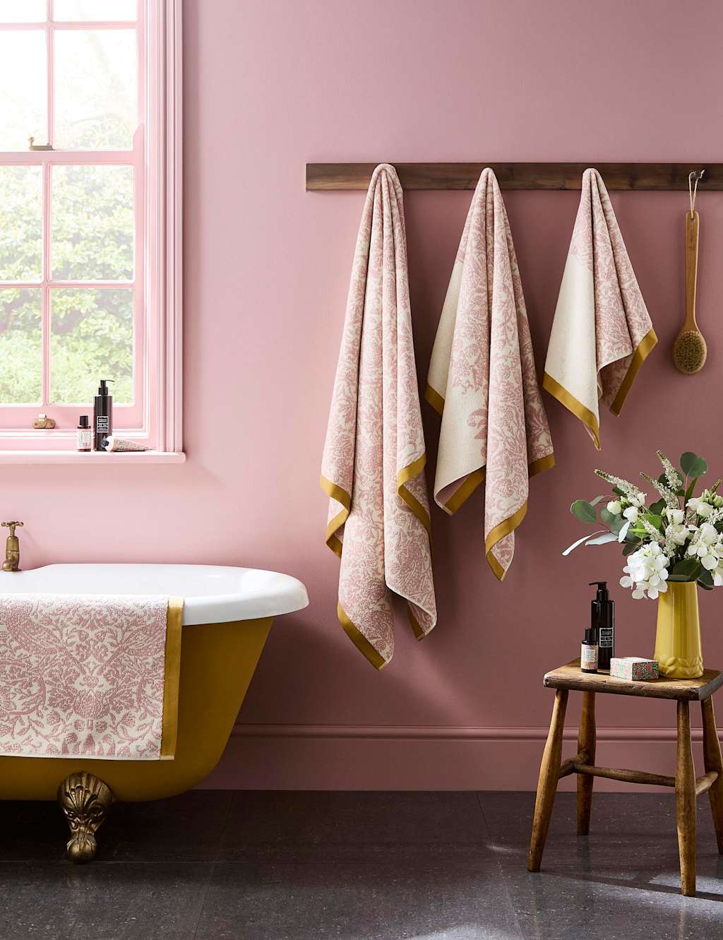 William Morris At Home Strawberry Thief Pure Cotton Towel - Bath Sheet - Light Pink Mix - Available at M&S