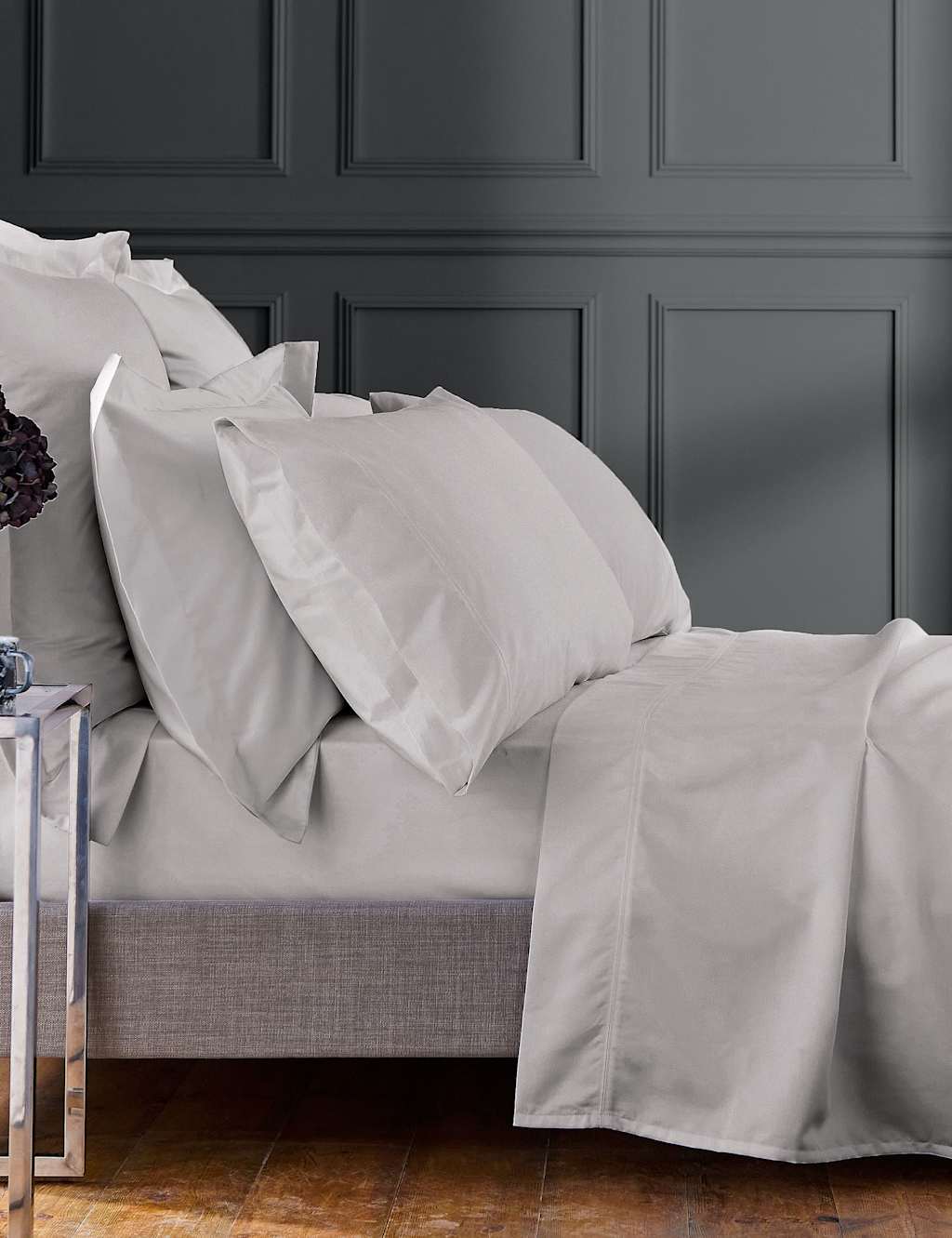 Bedeck Of Belfast Egyptian Cotton 1000 Thread Count Fitted Sheet - King Size (5 ft) - Silver - Available at M&S