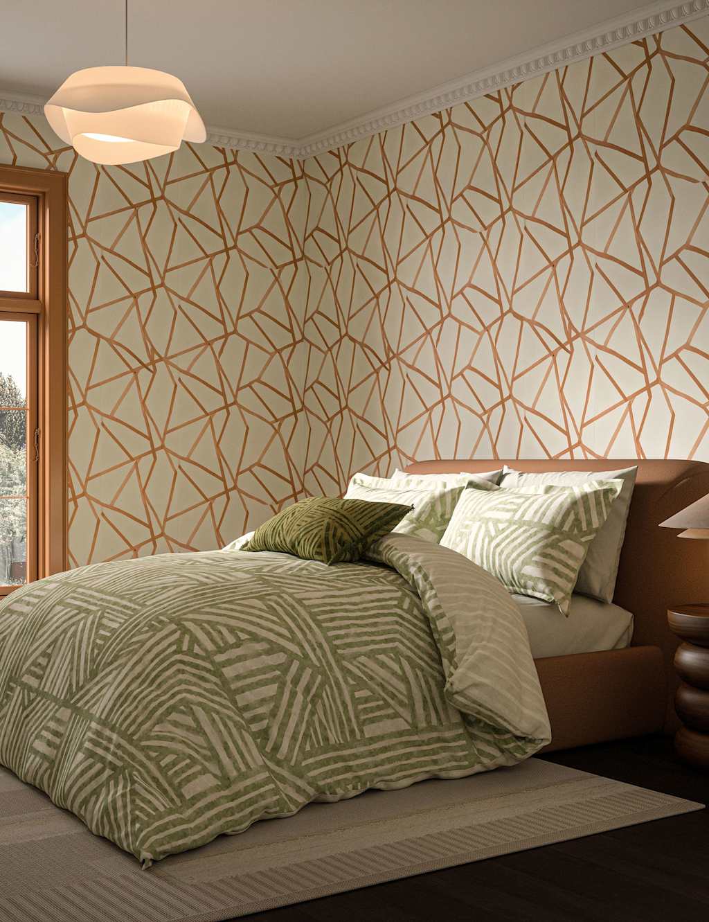 Harlequin Pure Cotton Crater Geometric Large Cushion - Jade - Available at M&S