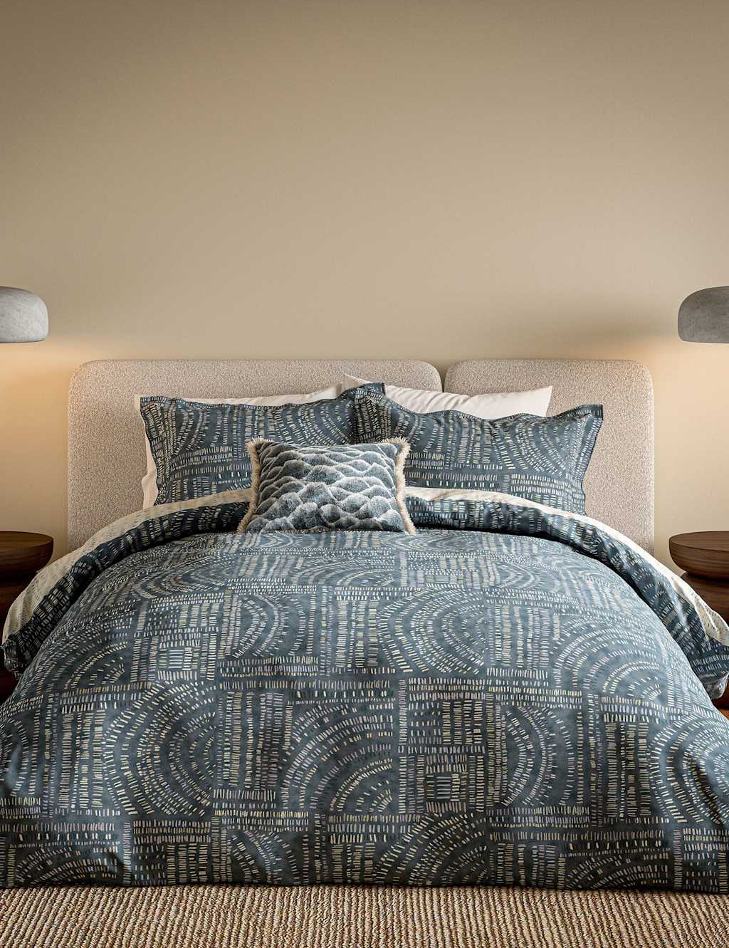 Harlequin Pure Cotton Frescoes Bedding Set - Double (4 ft 6) - Blue - Available at M&S