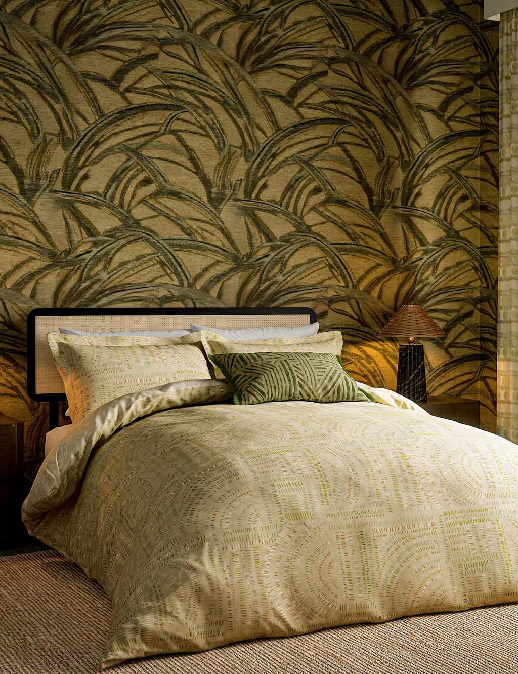 Harlequin Pure Cotton Frescoes Bedding Set - Double (4 ft 6) - Olive - Available at M&S