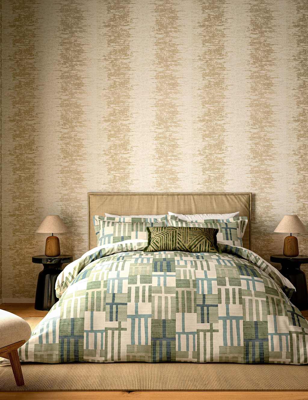 Harlequin Pure Cotton Monolith Bedding Set - King Size (5 ft) - Jade - Available at M&S
