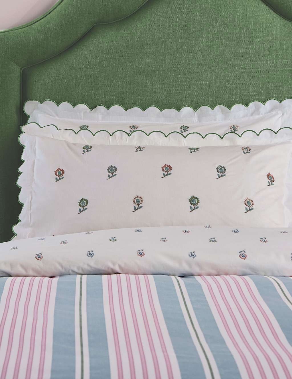 Joules 2 Pack Come Rain Or Shine Oxford Pillowcases - White Mix - Available at M&S