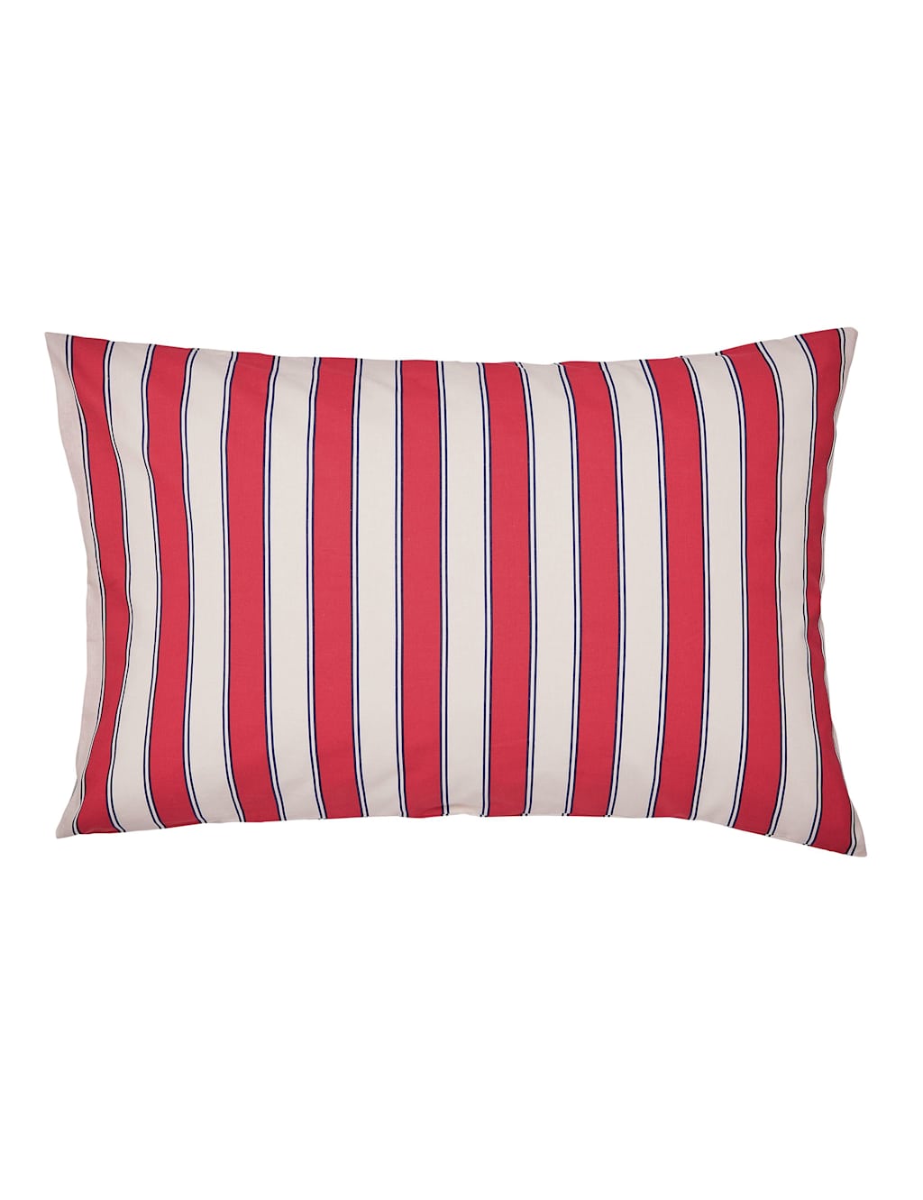 Land & Shore 2 Pack Pure Cotton Alec Striped Pillowcases - Red Mix - Available at M&S