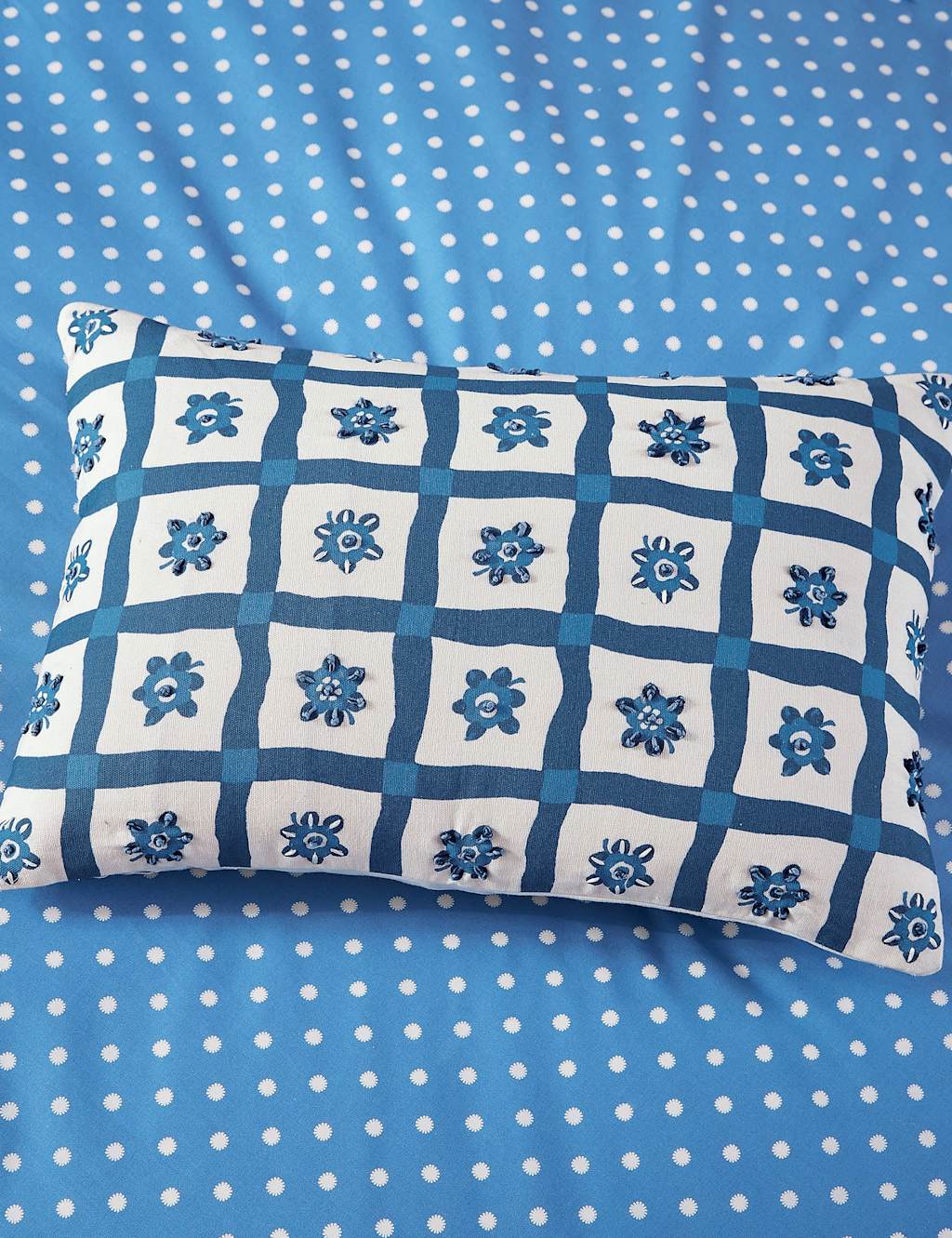 Land & Shore Sora Cushion - Blue Mix - Available at M&S