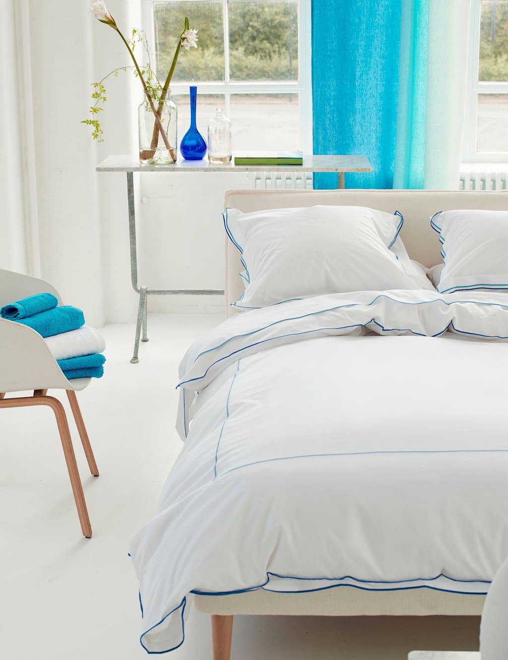 Designers Guild Pure Cotton Astor Bedding Set - Single (3 ft) - Blue Mix - Available at M&S