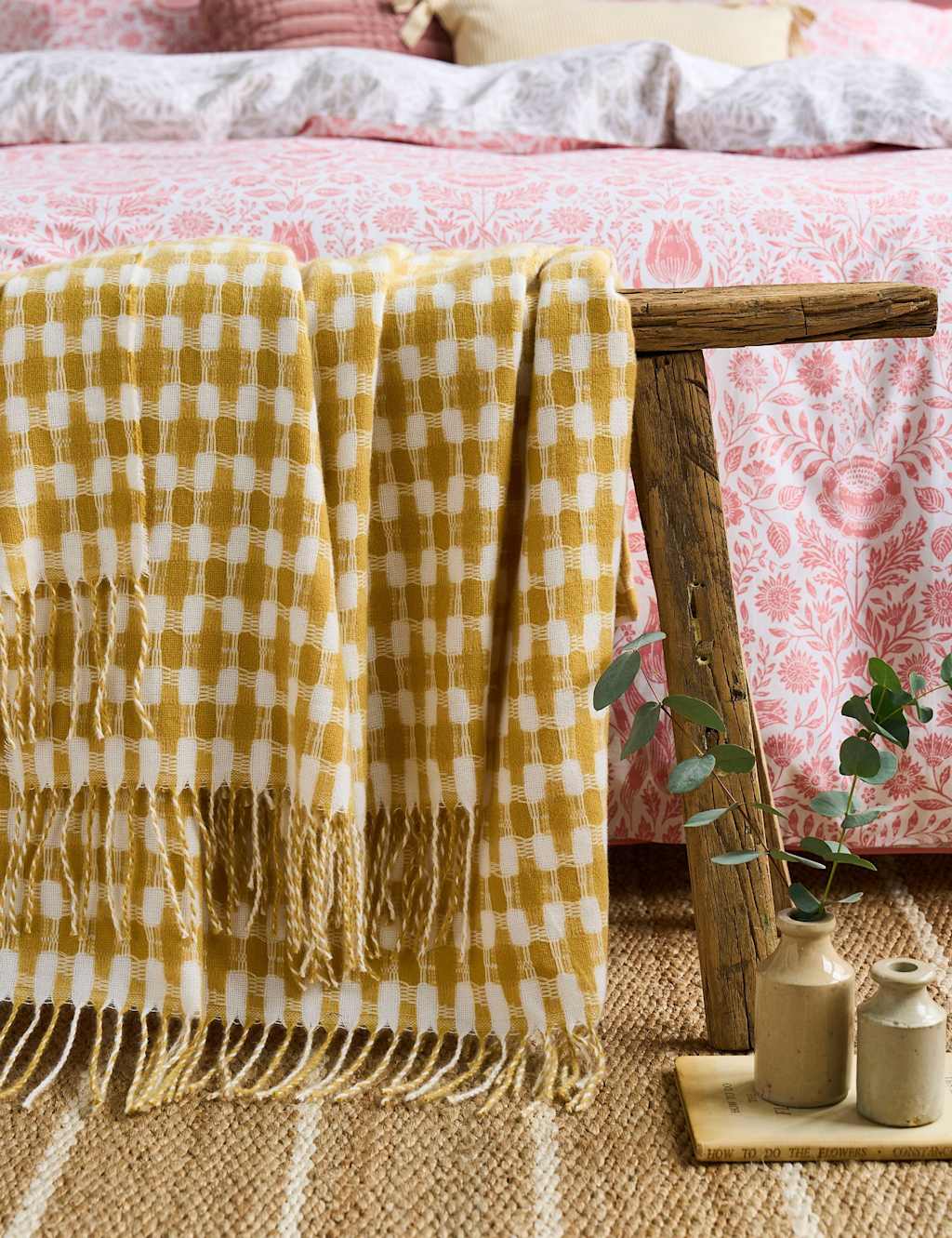 Laura Ashley Knapton Gingham Throw - Large - Yellow Mix - Available at M&S