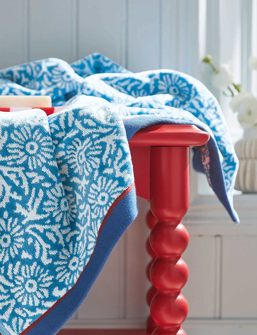 Land & Shore Pure Cotton Aster Towel - Bath Sheet - Blue Mix - Available at M&S