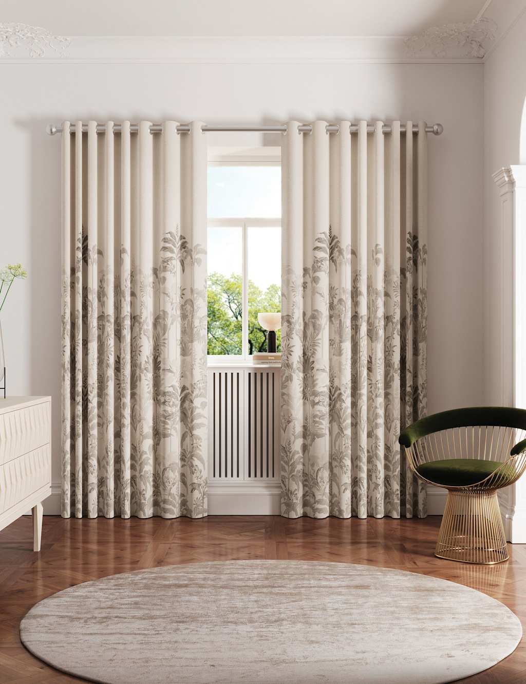 Ted Baker Rhapsody Lined Curtains - W168cm, Drop 183cm - Light Cream - Available at M&S