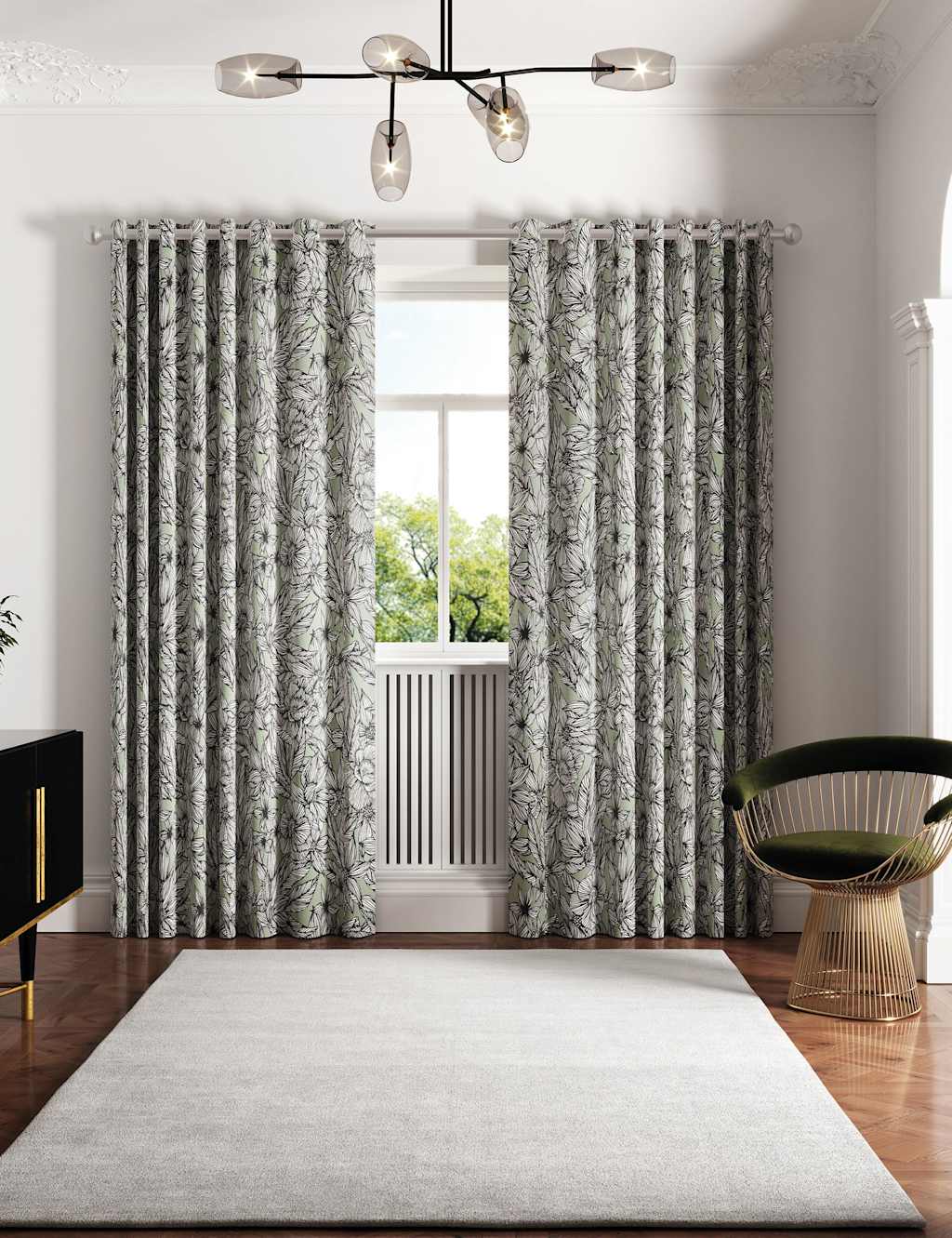 Ted Baker Vietnm Lined Curtains - W168cm, Drop 183cm - Light Green - Available at M&S