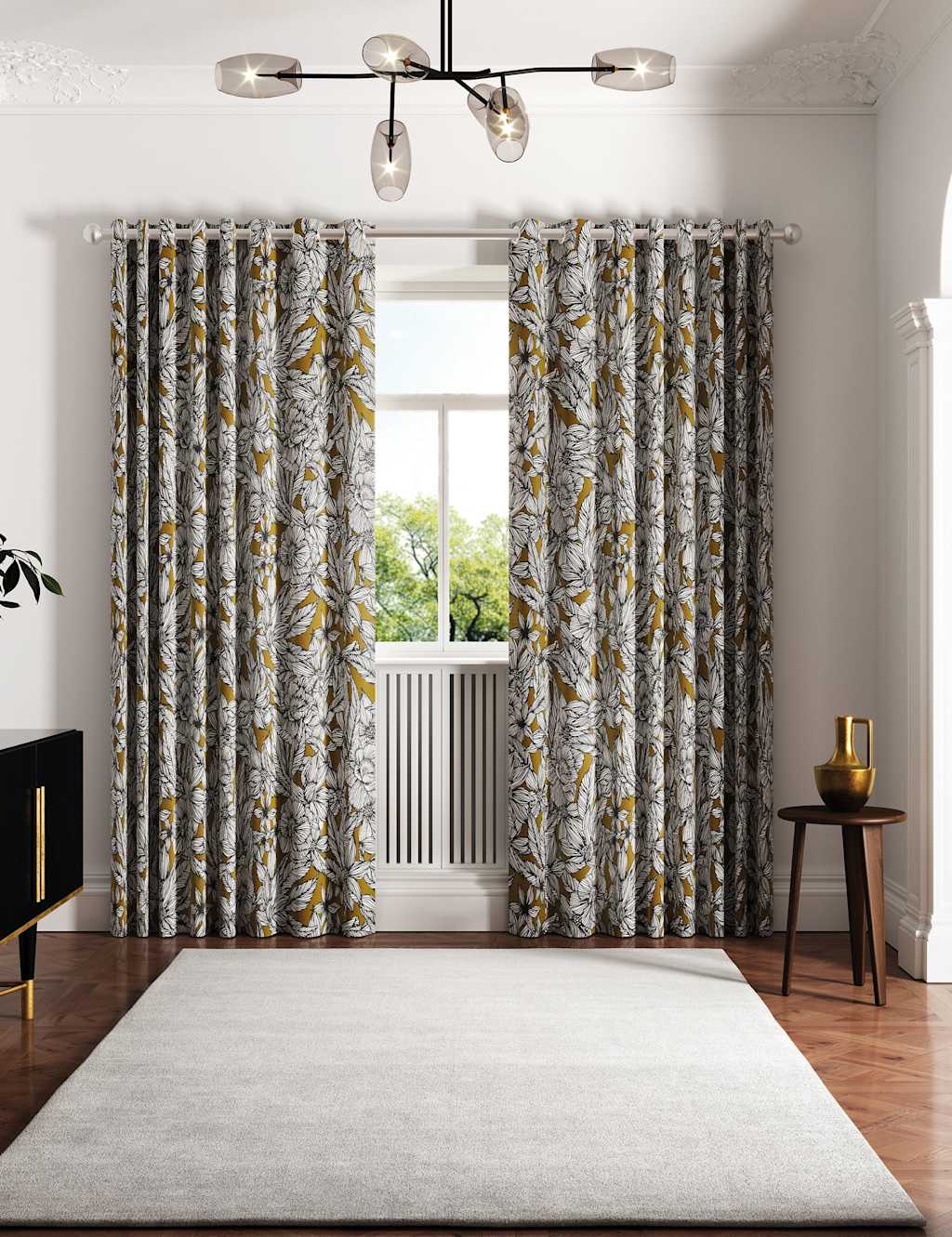 Ted Baker Vietnm Lined Curtains - W168cm, Drop 183cm - Gold - Available at M&S