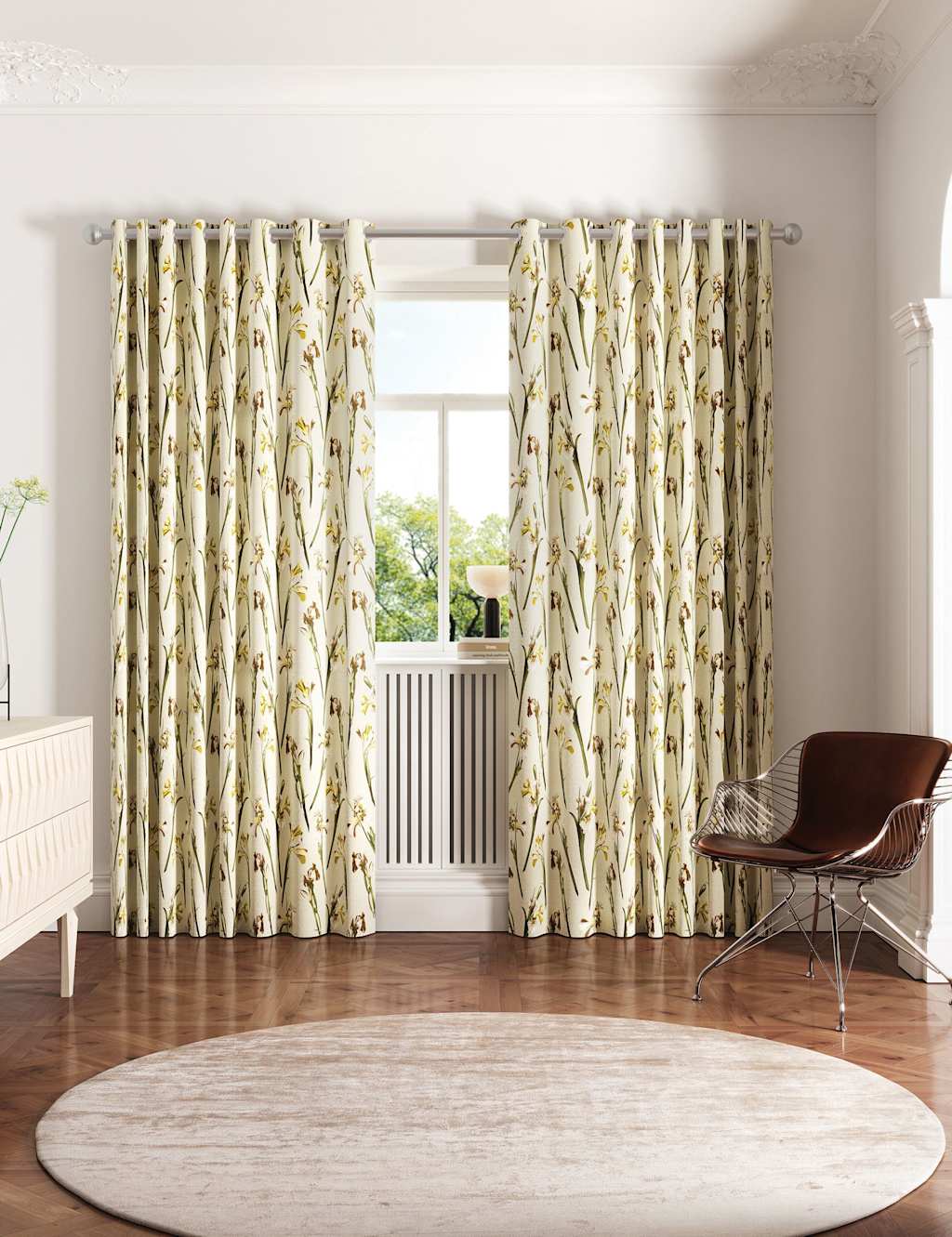 Ted Baker Wild Iris Lined Curtains - W168cm, Drop 183cm - Cream - Available at M&S