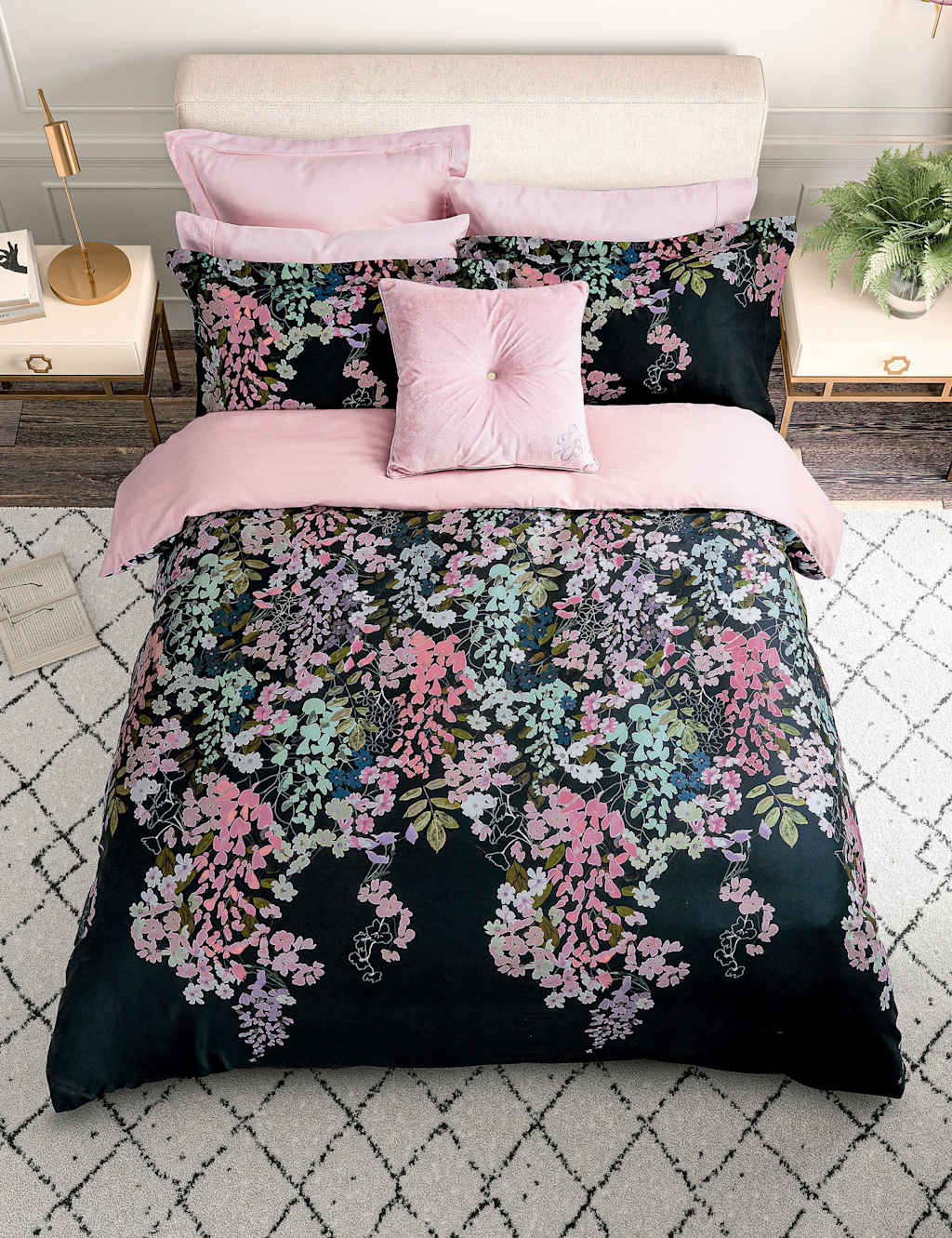 Ted Baker Pure Cotton Wisteria Bedding Set Navy