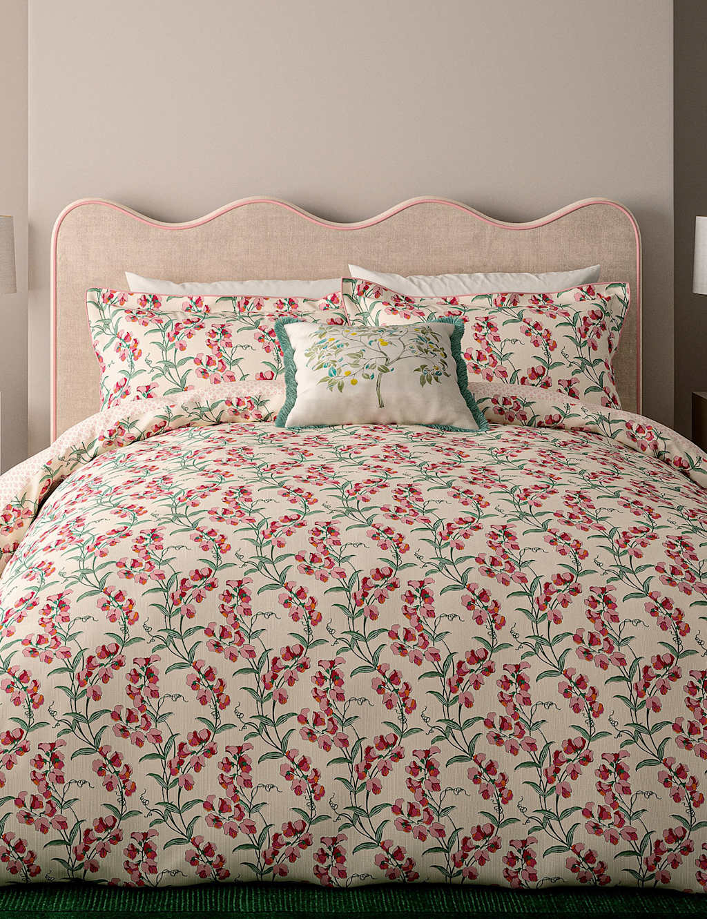 V&A Pure Cotton The Ornamental Tree Cushion - Cream Mix - Available at M&S