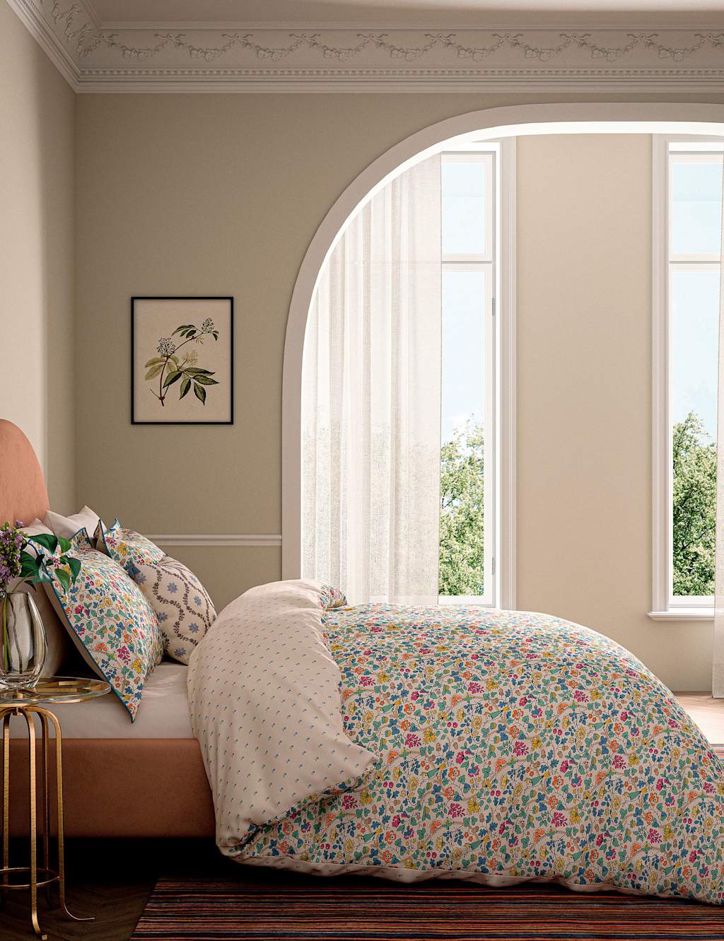 V&A Pure Cotton Bountiful Garden Bedding Set - Super King Size (6 ft) - Multi - Available at M&S