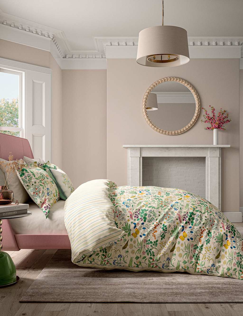V&A Pure Cotton Wild Garden Bedding Set - Single (3 ft) - Multi - Available at M&S