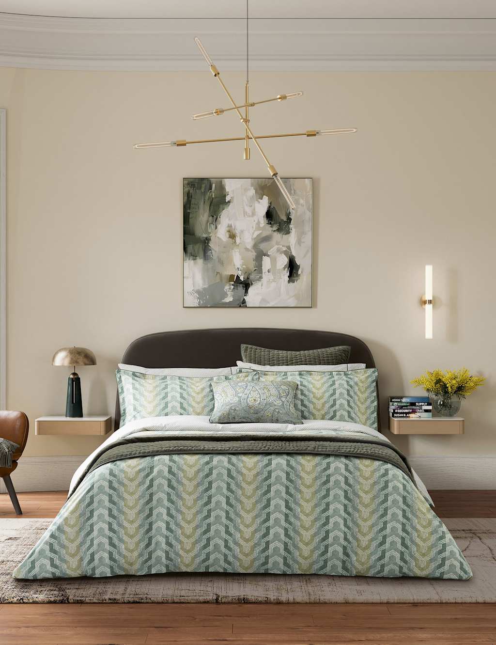 Bedeck Of Belfast Pure Cotton Reya Bedding Set - Single (3 ft) - Green - Available at M&S