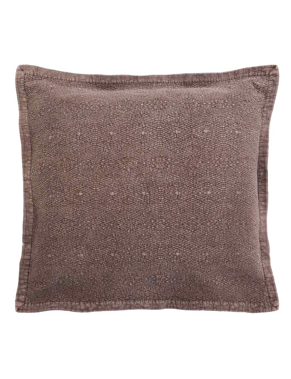 Bedeck Of Belfast Pure Cotton Geometric Square Pillowcase - Brown - Available at M&S