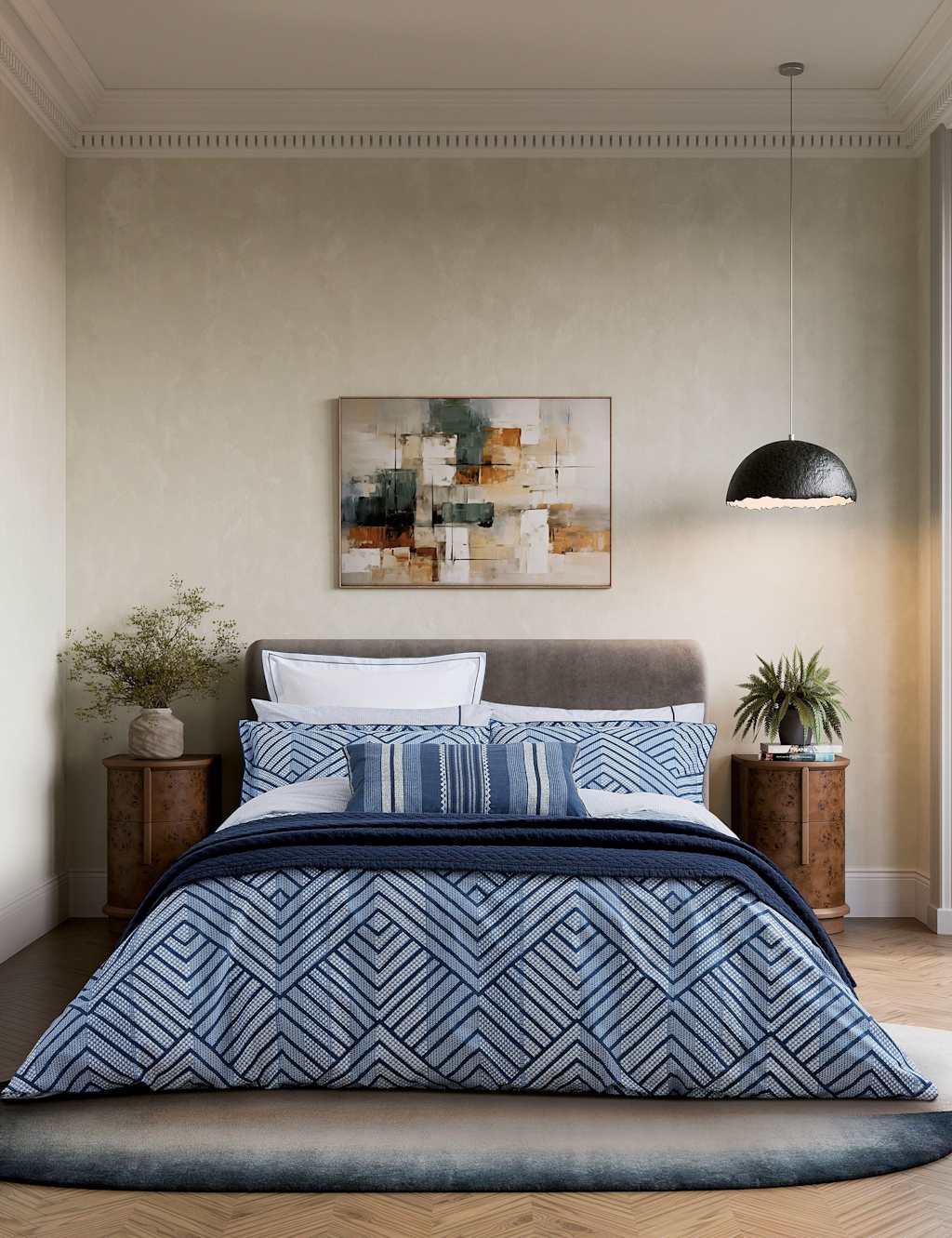 Bedeck Of Belfast Pure Cotton Kayah Liyana Quilted Throw - Extra Large - Indigo - Available at M&S
