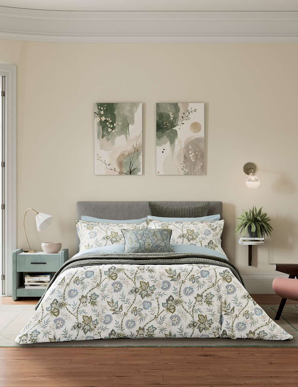 Bedeck Of Belfast Velvet Reya Emira Quilted Throw - Extra Large - Olive - Available at M&S