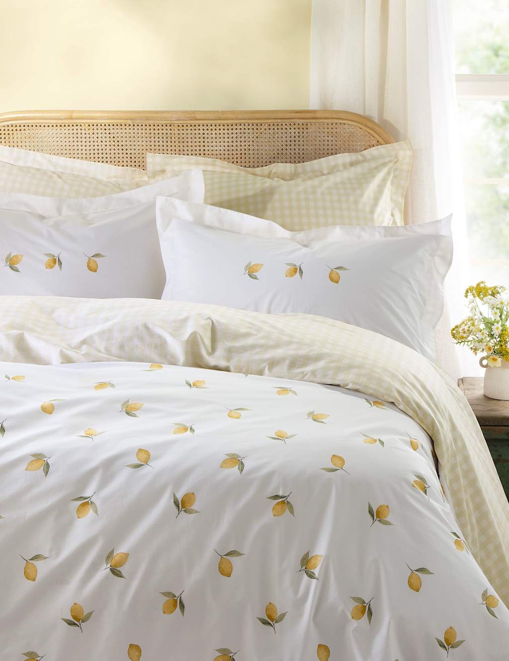Sophie Allport Pure Cotton Lemons Bedding Set - Double (4 ft 6) - White Mix - Available at M&S