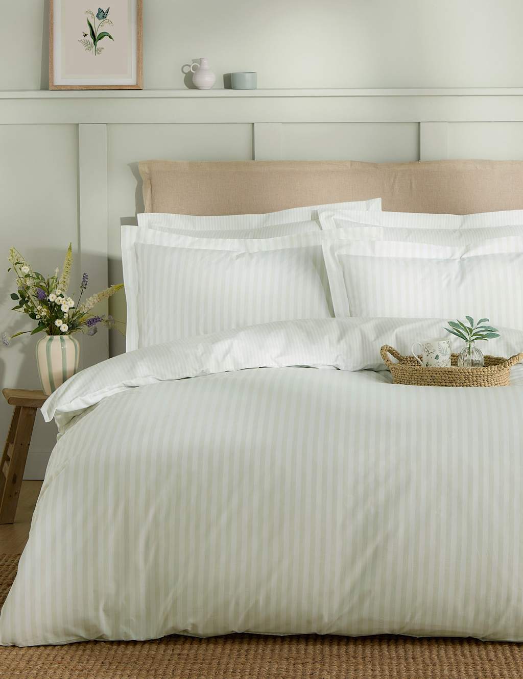 Sophie Allport Pure Cotton Uppingham Stripe Bedding Set - Super King Size (6 ft) - White Mix - Available at M&S