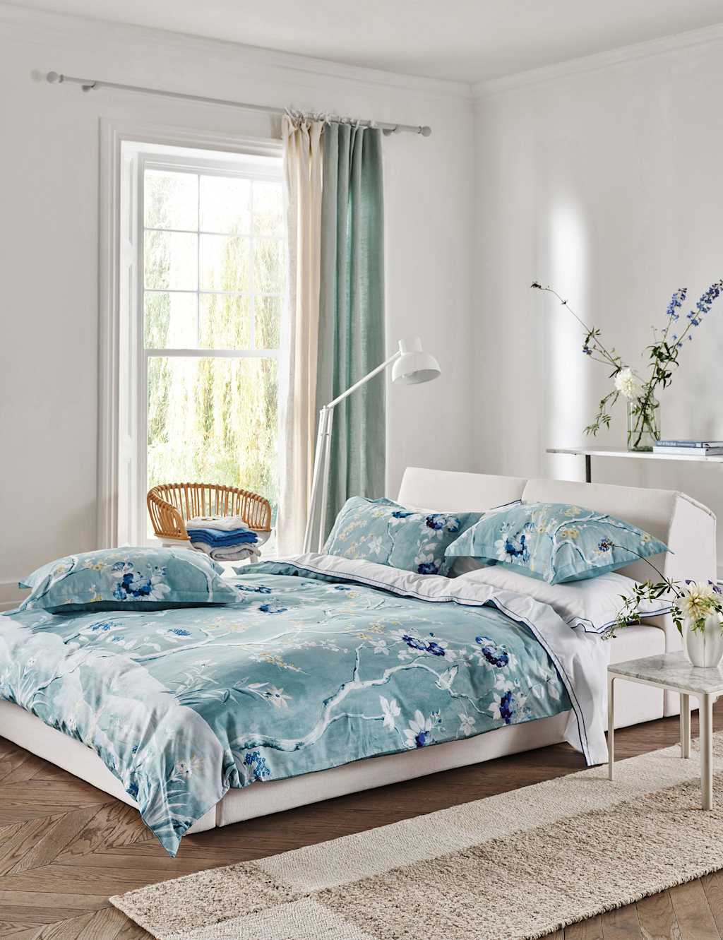 Designers Guild Manohari Pure Cotton Sateen Bedding Set - Double (4 ft 6) - Blue Mix - Available at M&S