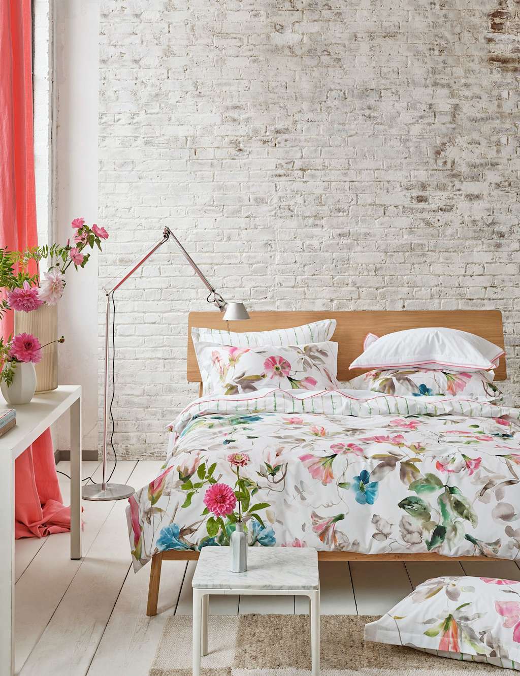 Designers Guild Pure Cotton Japanese Magnolia Bedding Set - Double (4 ft 6) - Fuchsia Mix - Available at M&S