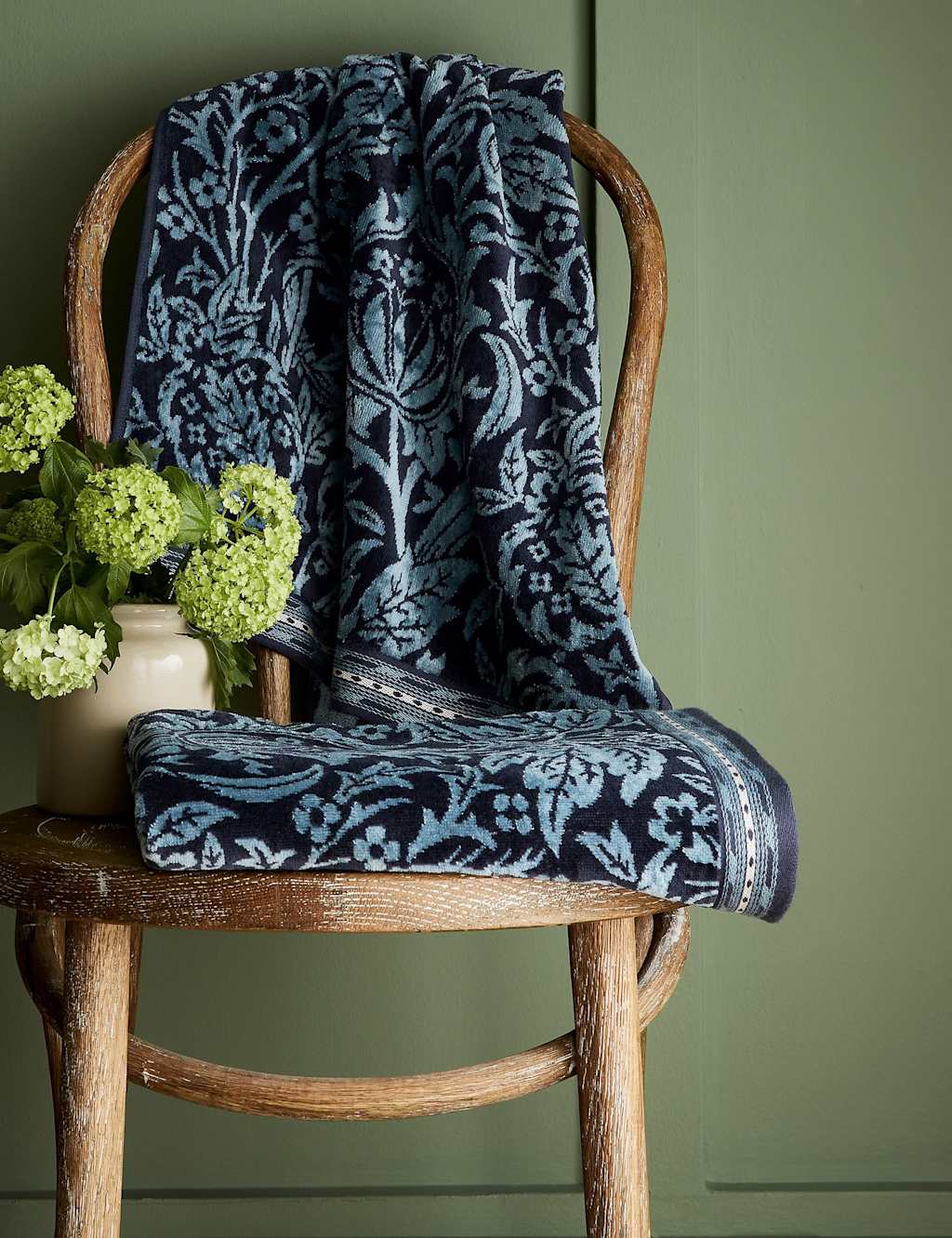 Morris & Co Unisex Cotton-Rich Elmcote Towel - Bath Sheet - Blue Mix - Available at M&S