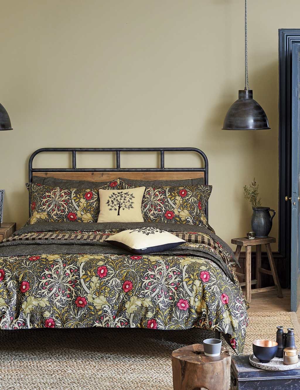 Pure Cotton Morris & Co Seaweed Bedding Set - Double (4 ft 6) - Black Mix - Available at M&S