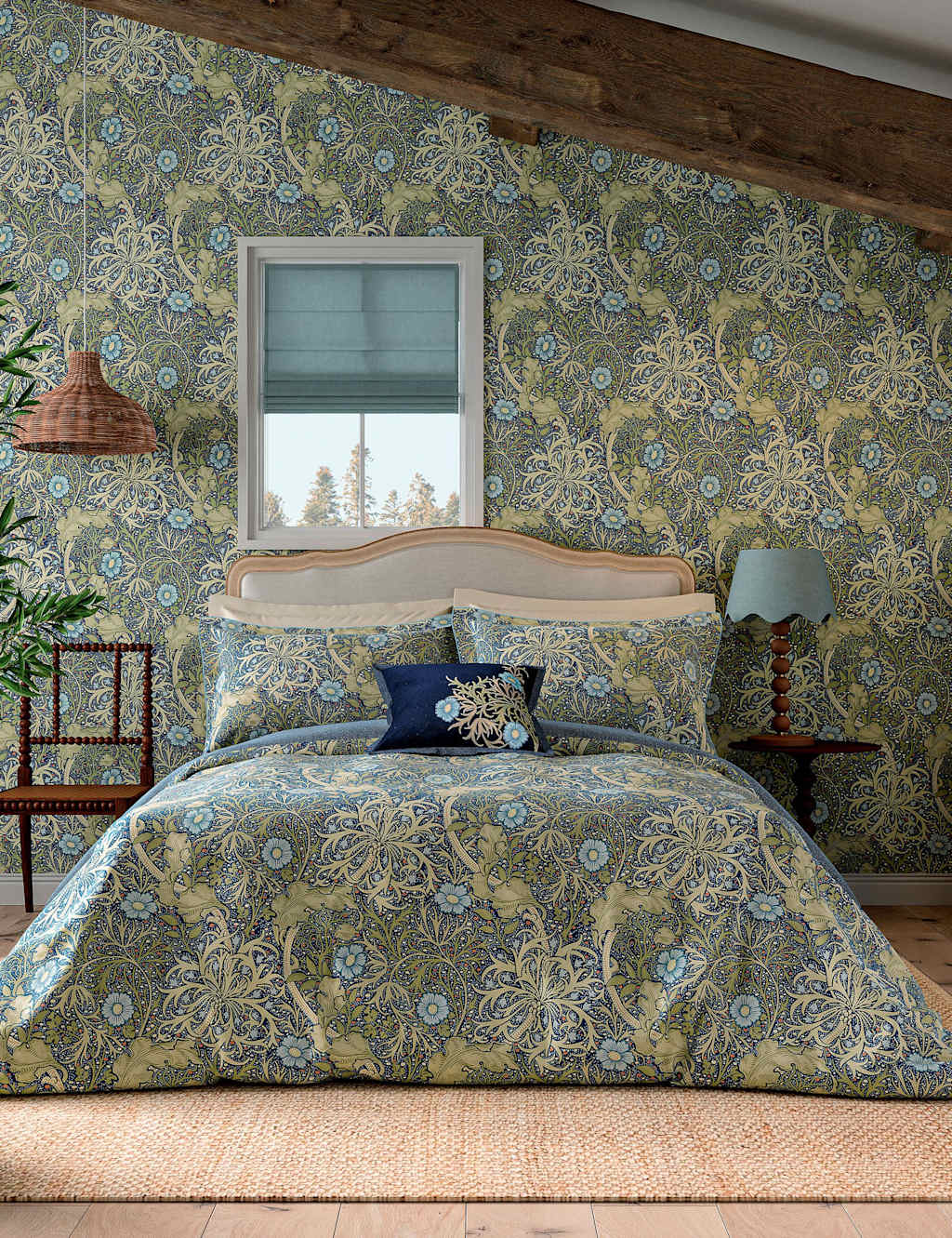 Pure Cotton Morris & Co Seaweed Bedding Set - Double (4 ft 6) - Multi - Available at M&S