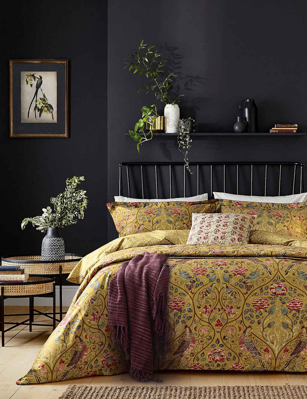Morris & Co Pure Cotton Seasons By May Bedding Set - Double (4 ft 6) - Gold Mix - Available at M&S