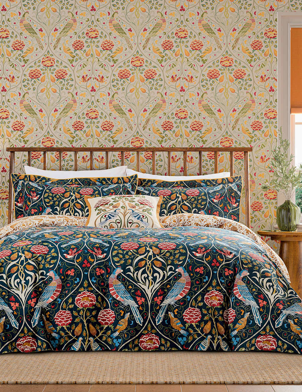 Morris & Co Pure Cotton Seasons By May Bedding Set - King Size (5 ft) - Indigo Mix - Available at M&S