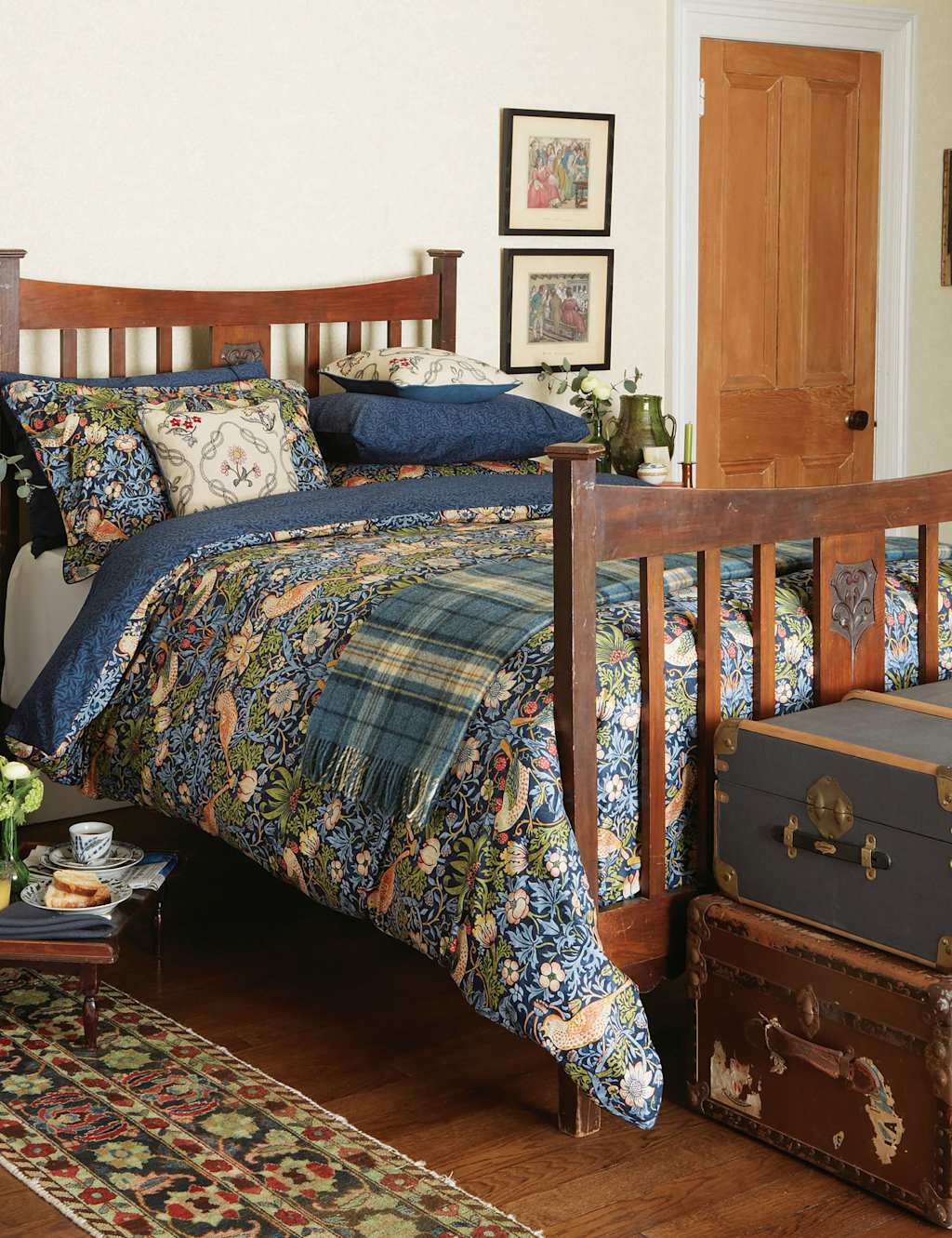 Morris & Co Pure Cotton Strawberry Thief Bedding Set - Single (3 ft) - Indigo Mix - Available at M&S