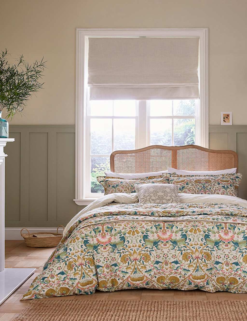 Morris & Co Pure Cotton Lodden Bedding Set - Single (3 ft) - Multi - Available at M&S