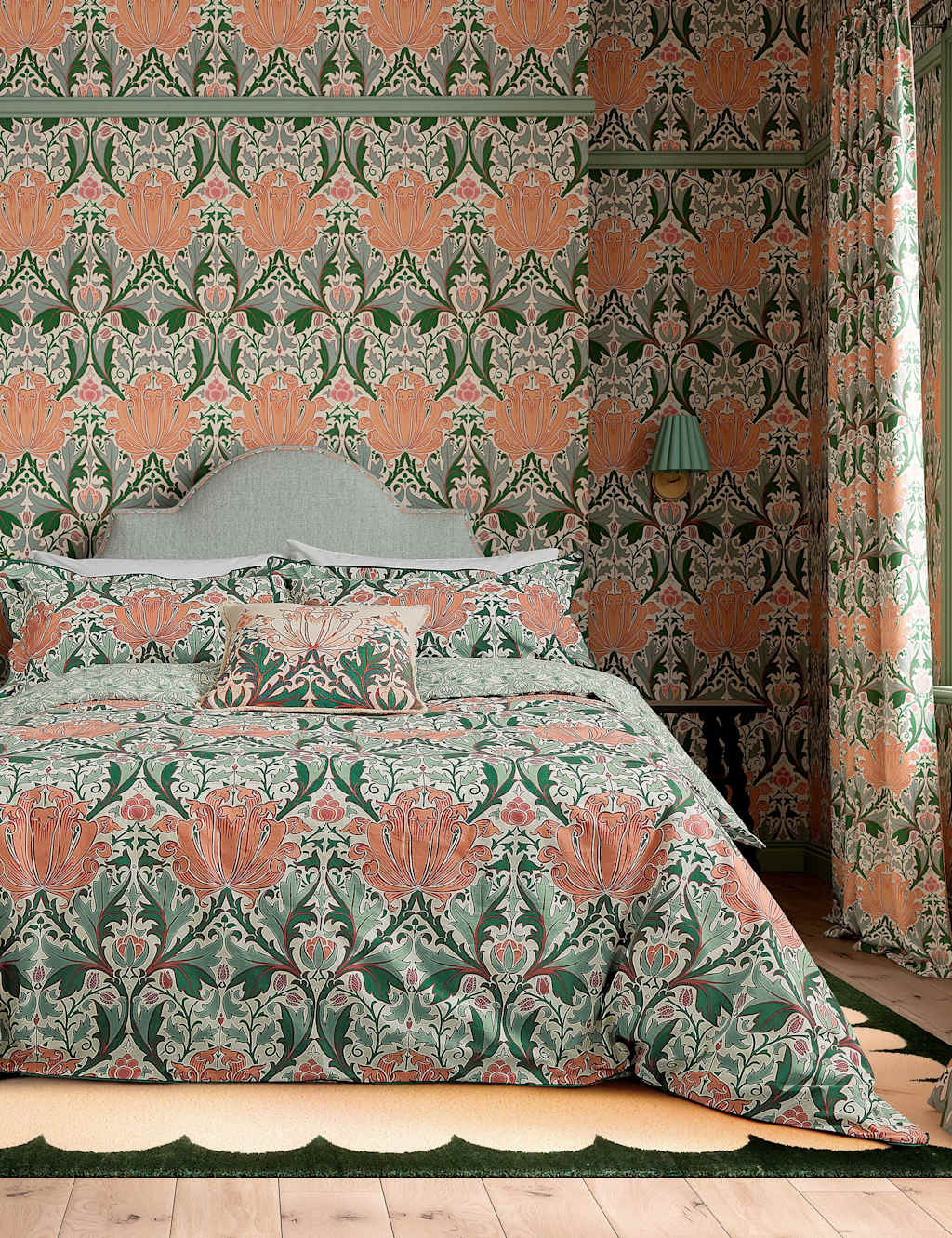 Morris & Co Pure Cotton Helena Bedding Set - King Size (5 ft) - Multi - Available at M&S