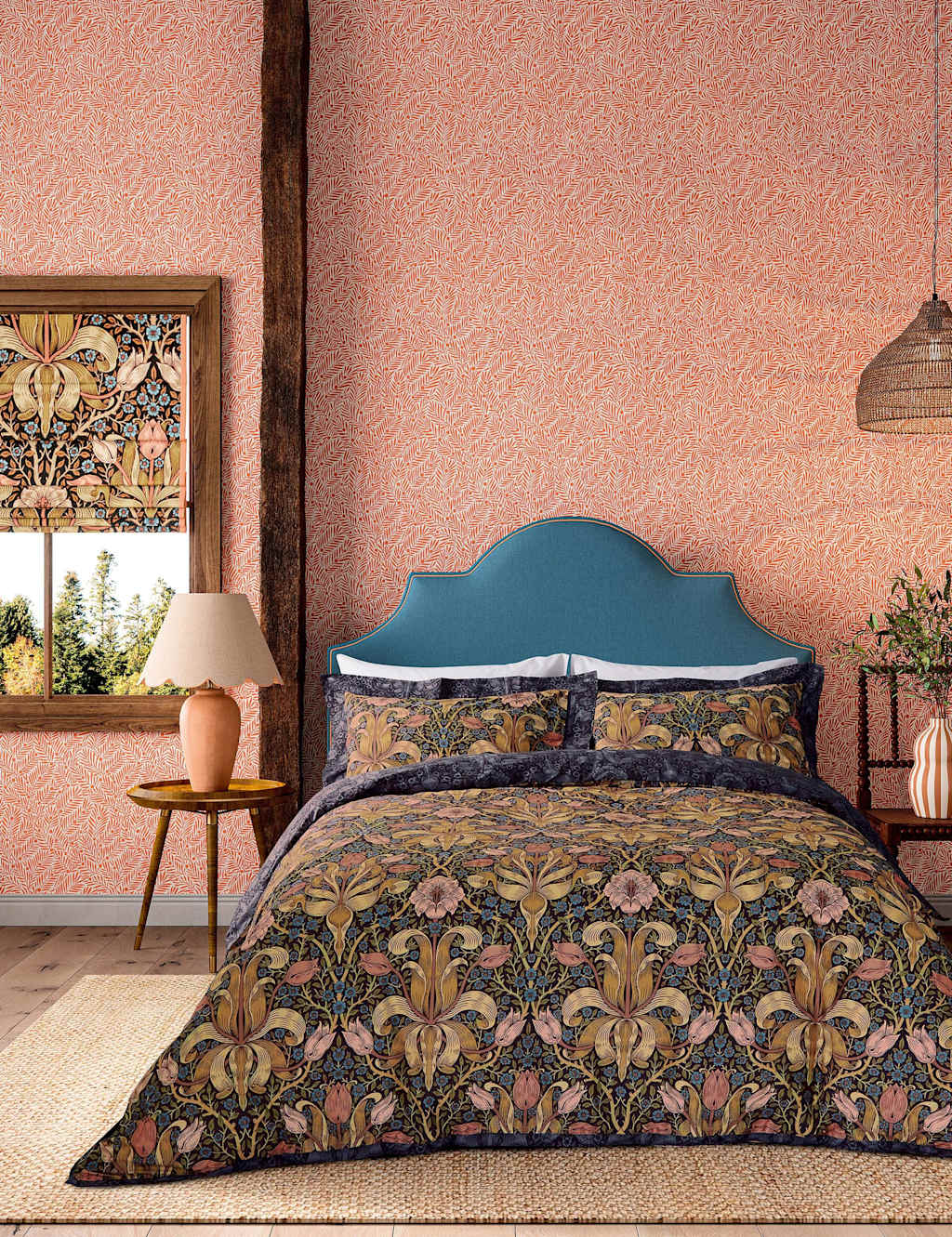 Morris & Co Pure Cotton Spring Thicket Bedding Set - Single (3 ft) - Multi - Available at M&S